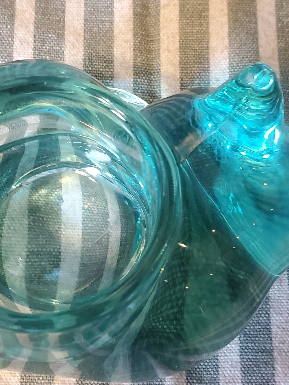 Teal Sleeping Cat Votive Tea Light Candle Holder - Picture 8 of 12